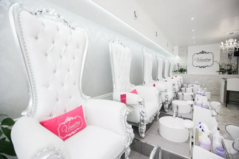 Close-up of pedicure throne chairs
